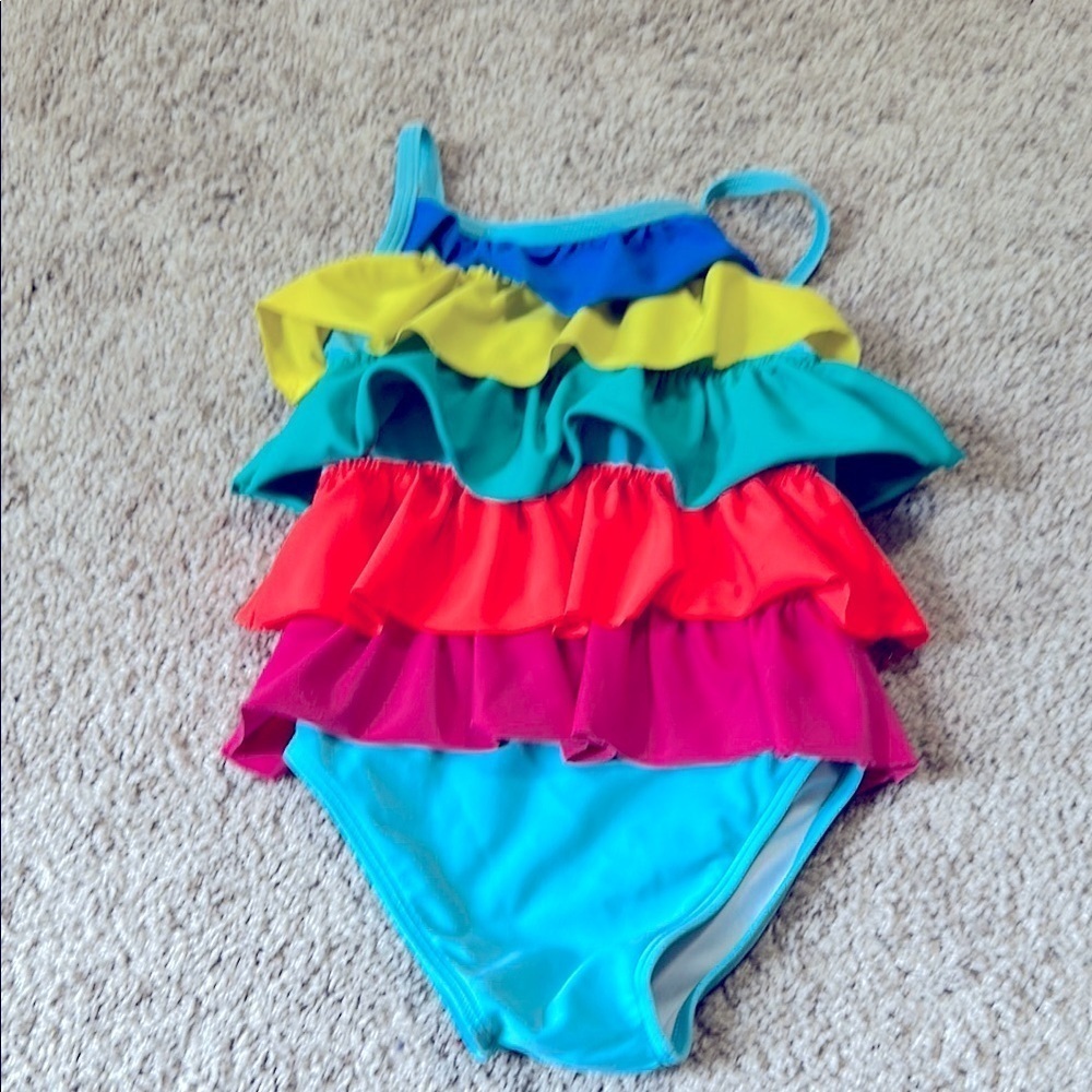 Baby Boden Multi color One Piece Swimsuit Ruffles 2-3 yrs Beach Pool